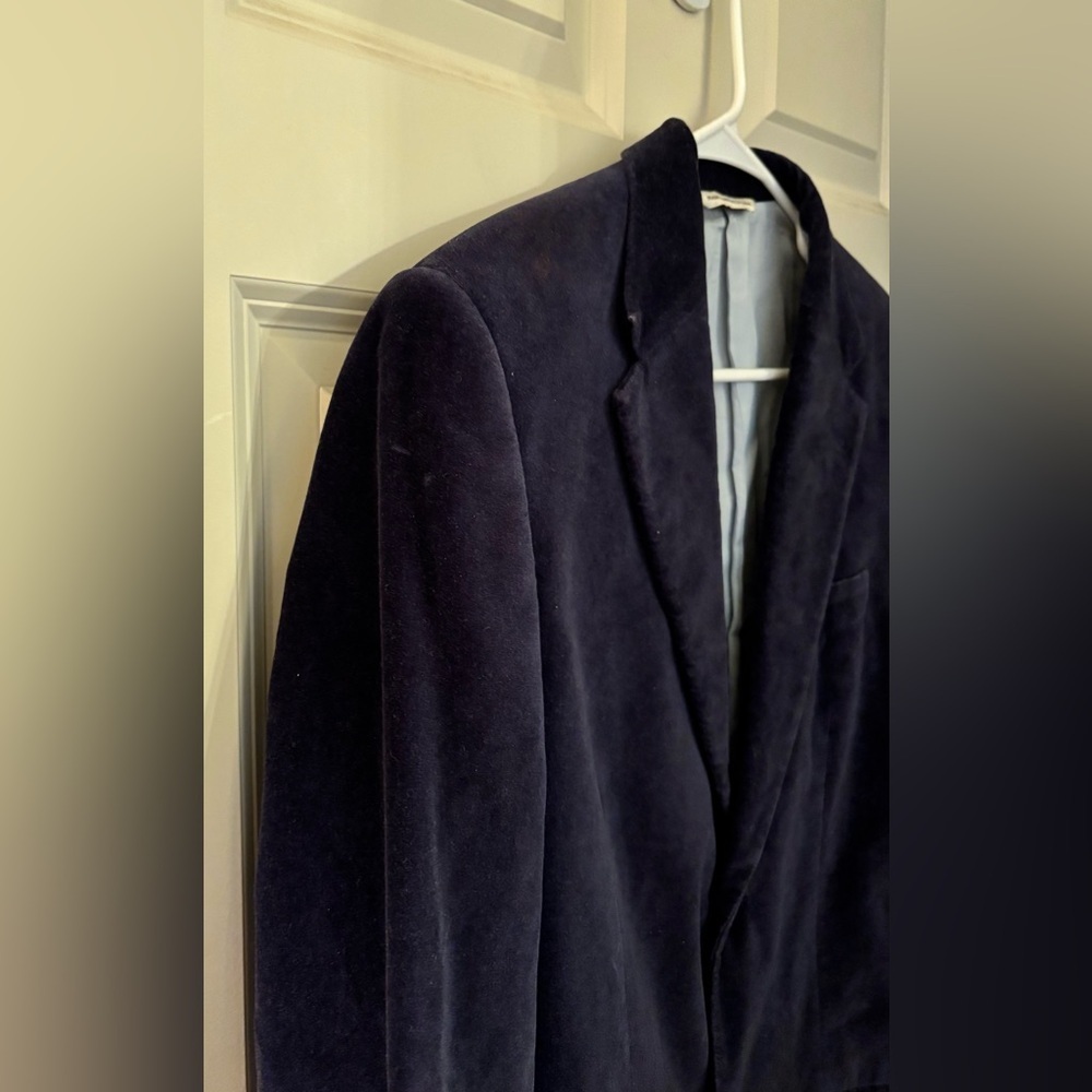 Perry Ellis Men’s Slim Fit Cotton Velvet Blazer in Navy, Size 38 Reg - Picture 4 of 11